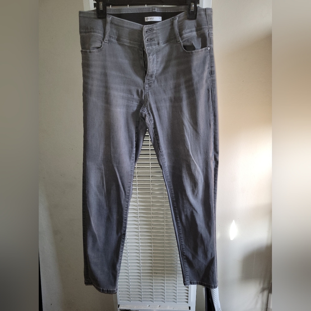 Nine West Charcoal Denim Pants Straight Leg Sz 12